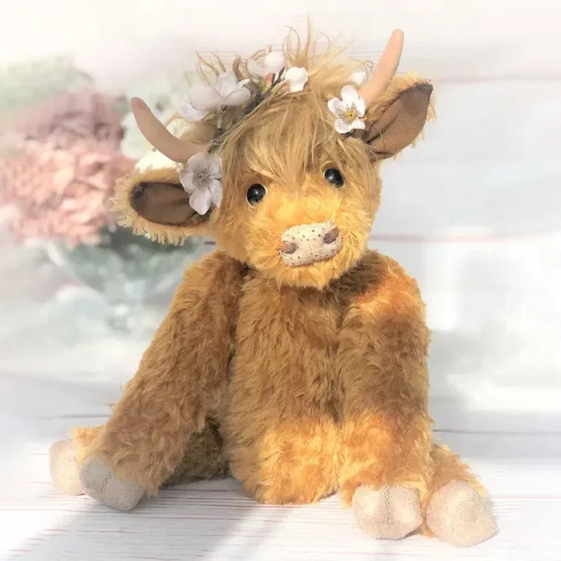 Décoration Vache Écossaise avec Guirlande Fleurie