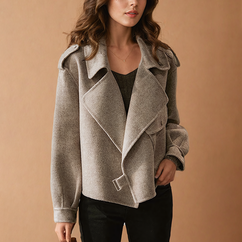 Manteau Élégant avec Ceinture et Col Enveloppant - BlxckFR