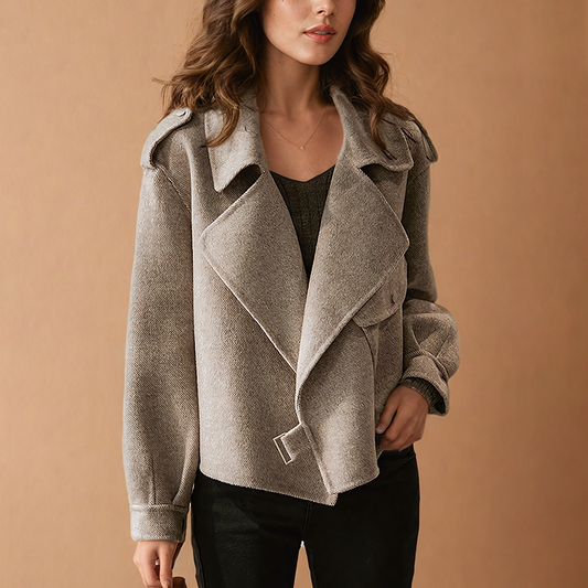 Manteau Élégant avec Ceinture et Col Enveloppant - BlxckFR