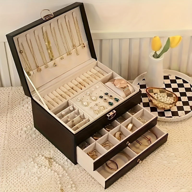 Coffret à Bijoux Cuir Organisé Tiroirs