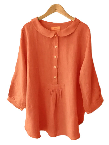 Blouse Lin Élégante Manches Longues