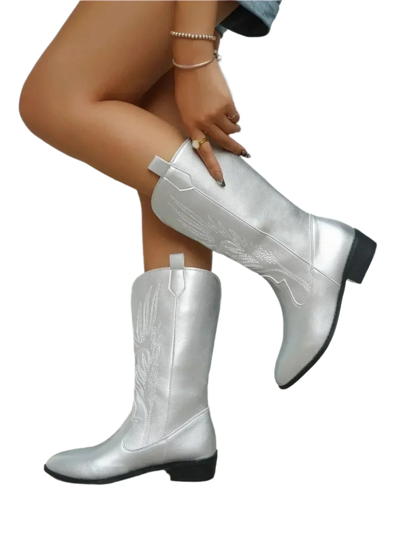 Bottines cowboy féminines élégantes jusqu'au mollet - BlxckFR