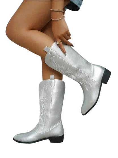 Bottines cowboy féminines élégantes jusqu'au mollet - BlxckFR
