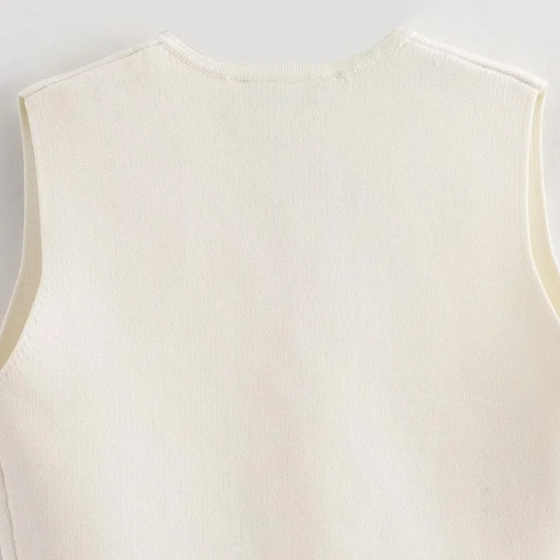 Débardeur Femme Tricot Sans Manches Classique
