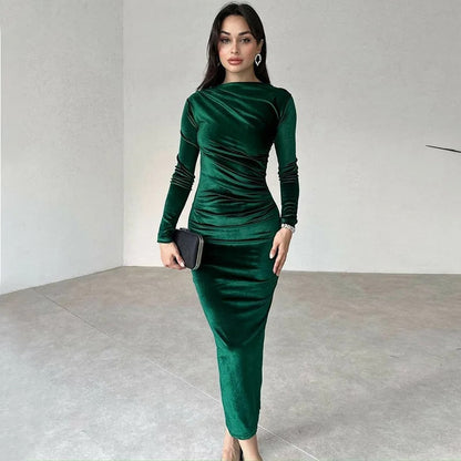 Robe midi Femme Velours Manches longues