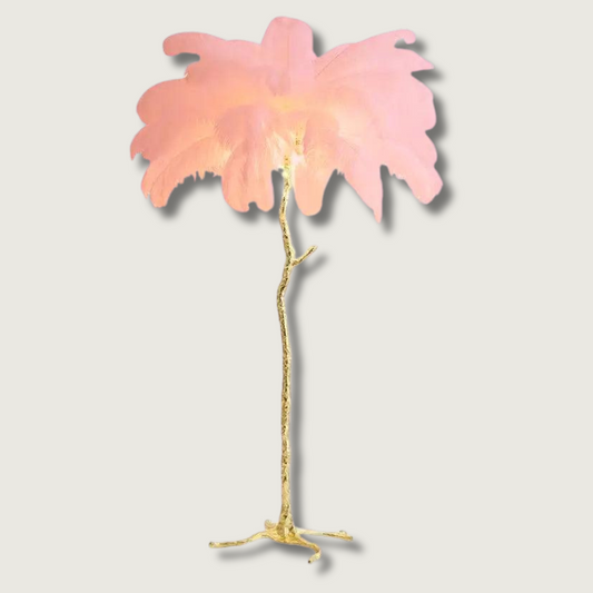 Lampe sur Pied en Plumes d'Autruche Élégante - Foivo