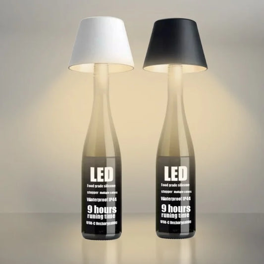 Lampe de Table en Bouteille de Vin Élégante et Rechargeable - Foivo