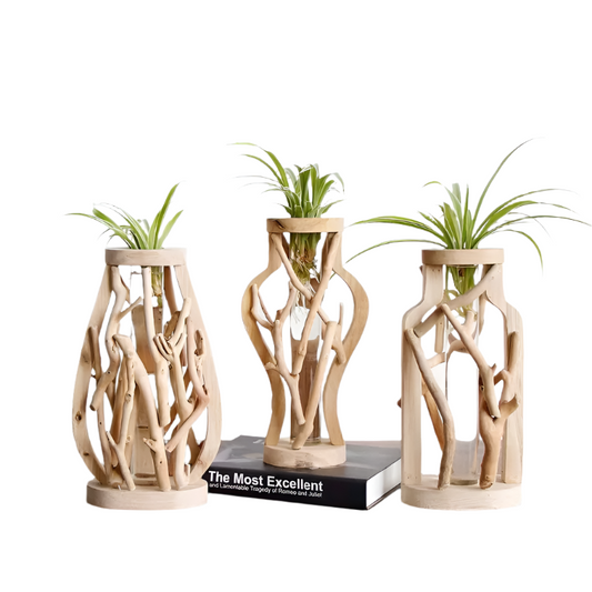 Vase en Bois Design Élégant Artistique - BlxckFR