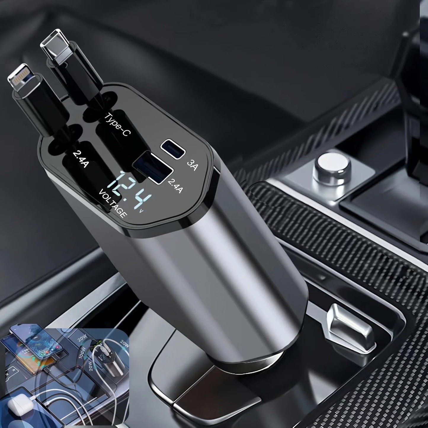 Chargeur Voiture USB Rapide Rétractable - BlxckFR