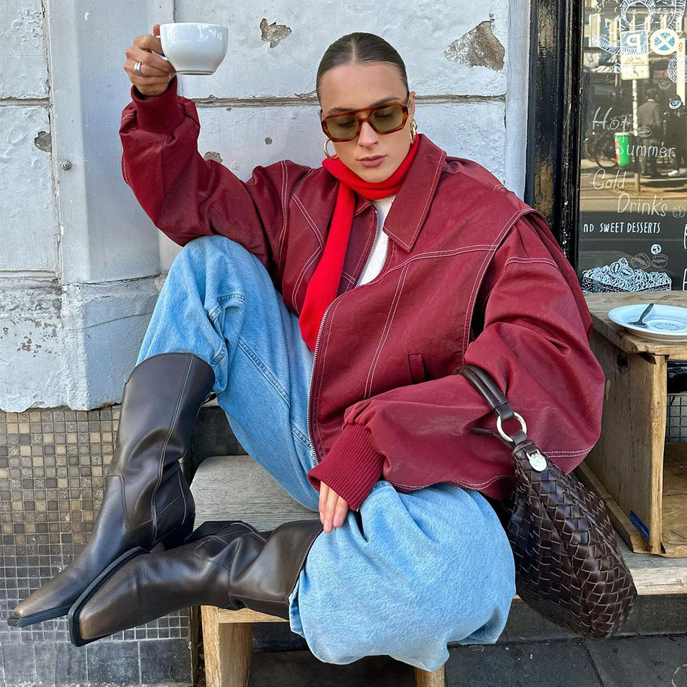 Veste oversize rouge vif avec détails contrastés - BlxckFR