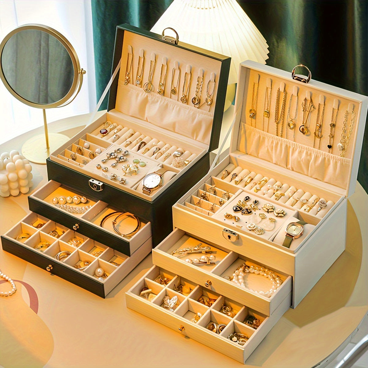 Coffret à Bijoux Cuir Organisé Tiroirs - BlxckFR