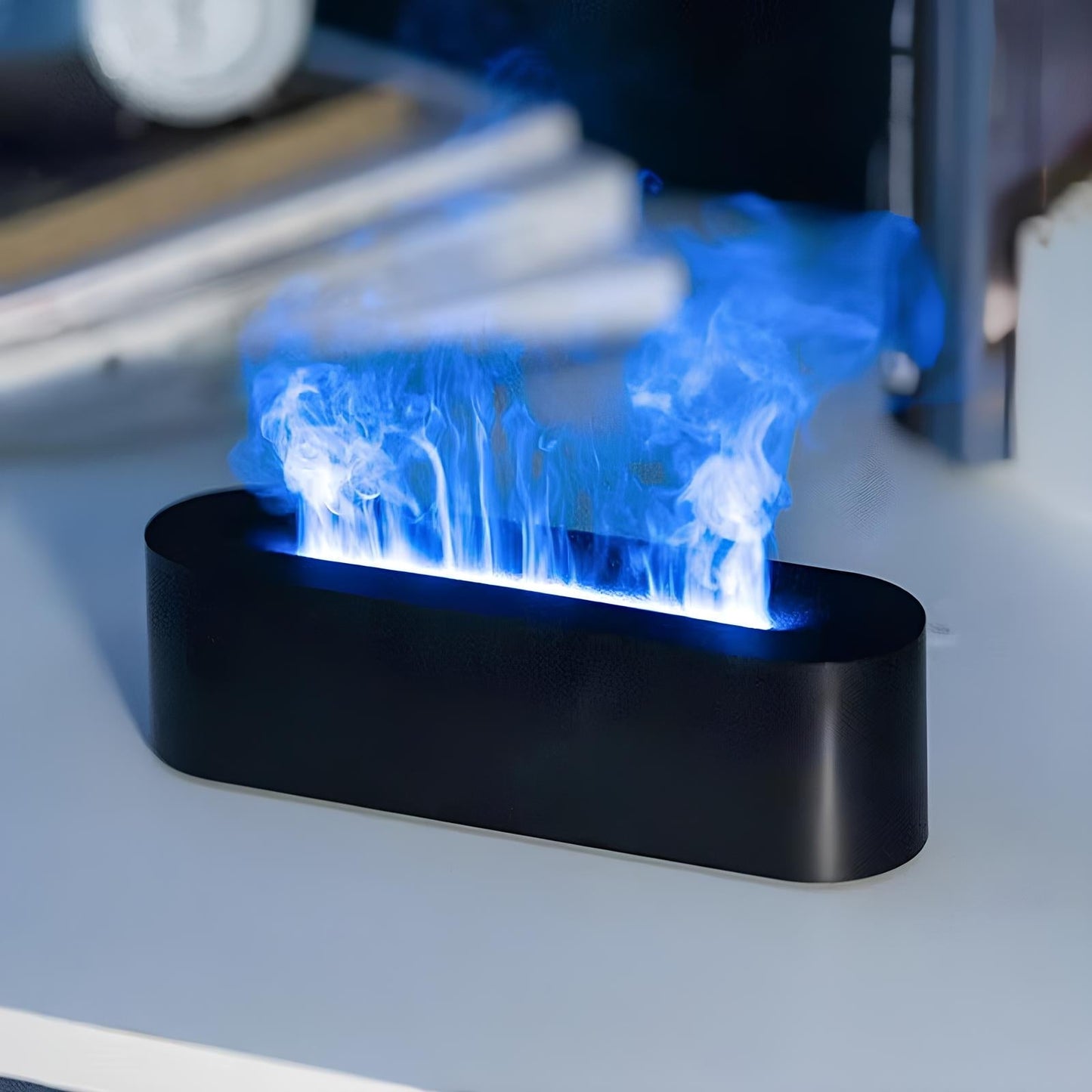 Lampe d'ambiance à effet flamme avec diffuseur d'aromathérapie