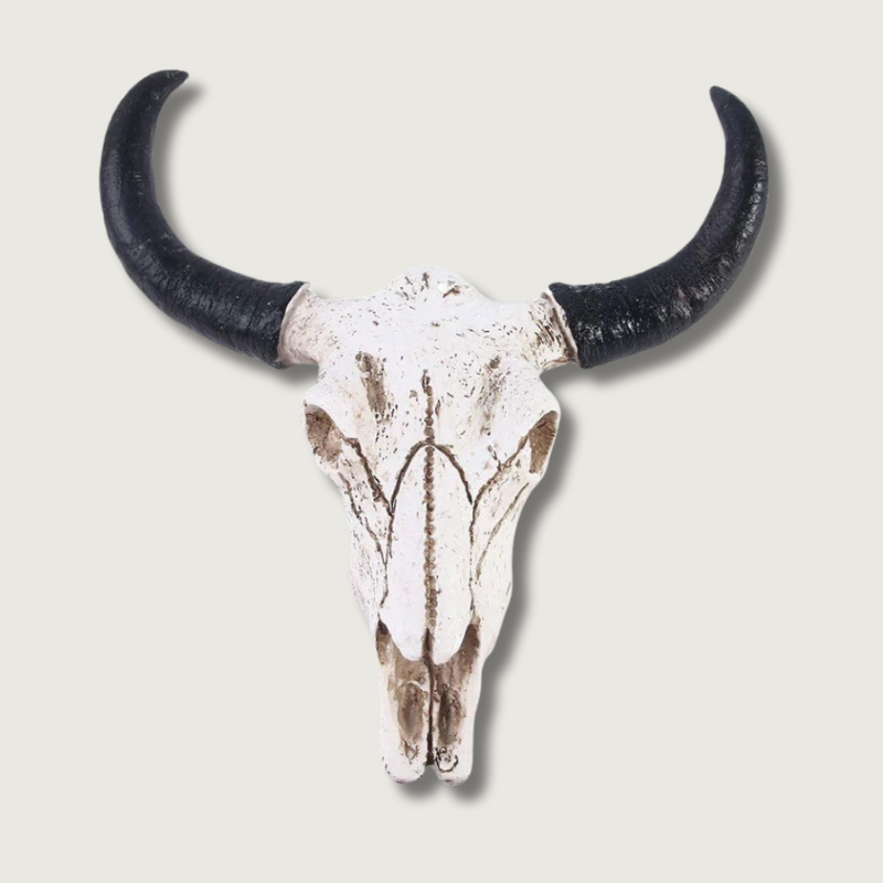 Tête de Bœuf Rustique Décorative | Cornes Authentiques et Chic Rural - Foivo