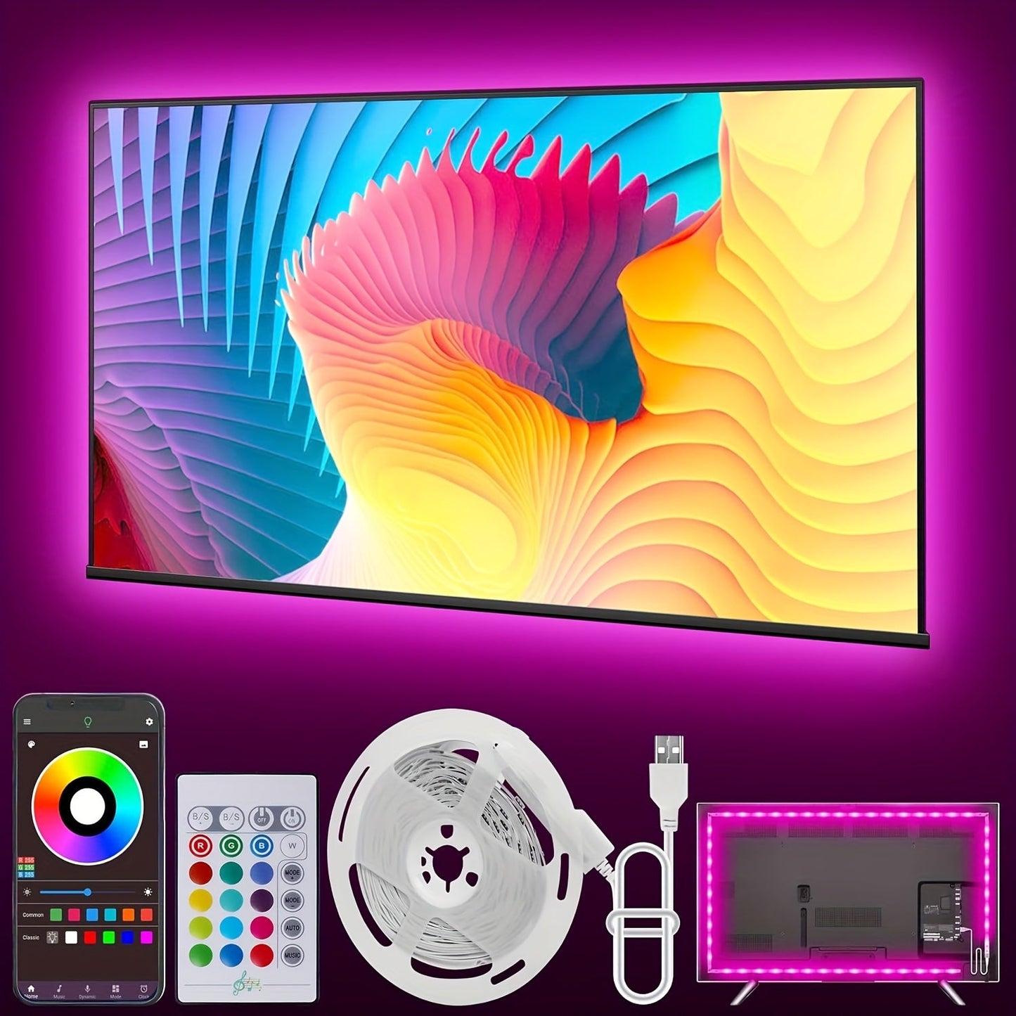 Bande Lumineuse LED TV avec Télécommande - BlxckFR