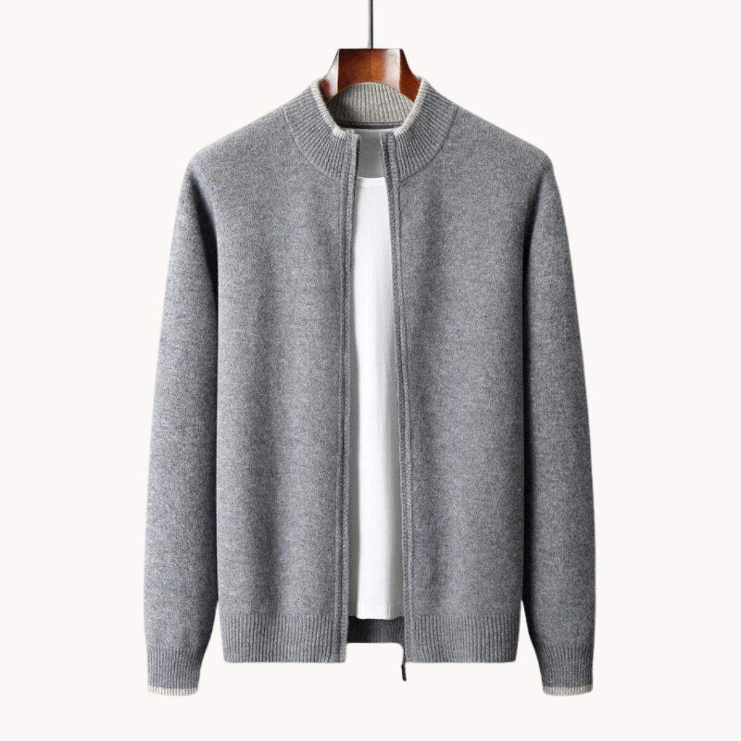 Pull en Laine Mérinos Doux Zippé