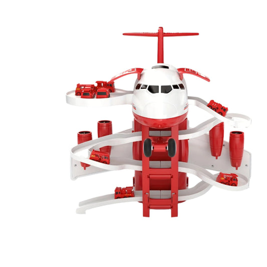 Jeux de Sauvetage Aérien - Avion et Camion de Pompiers Jouet avec Tapis de Jeu - BlxckFR