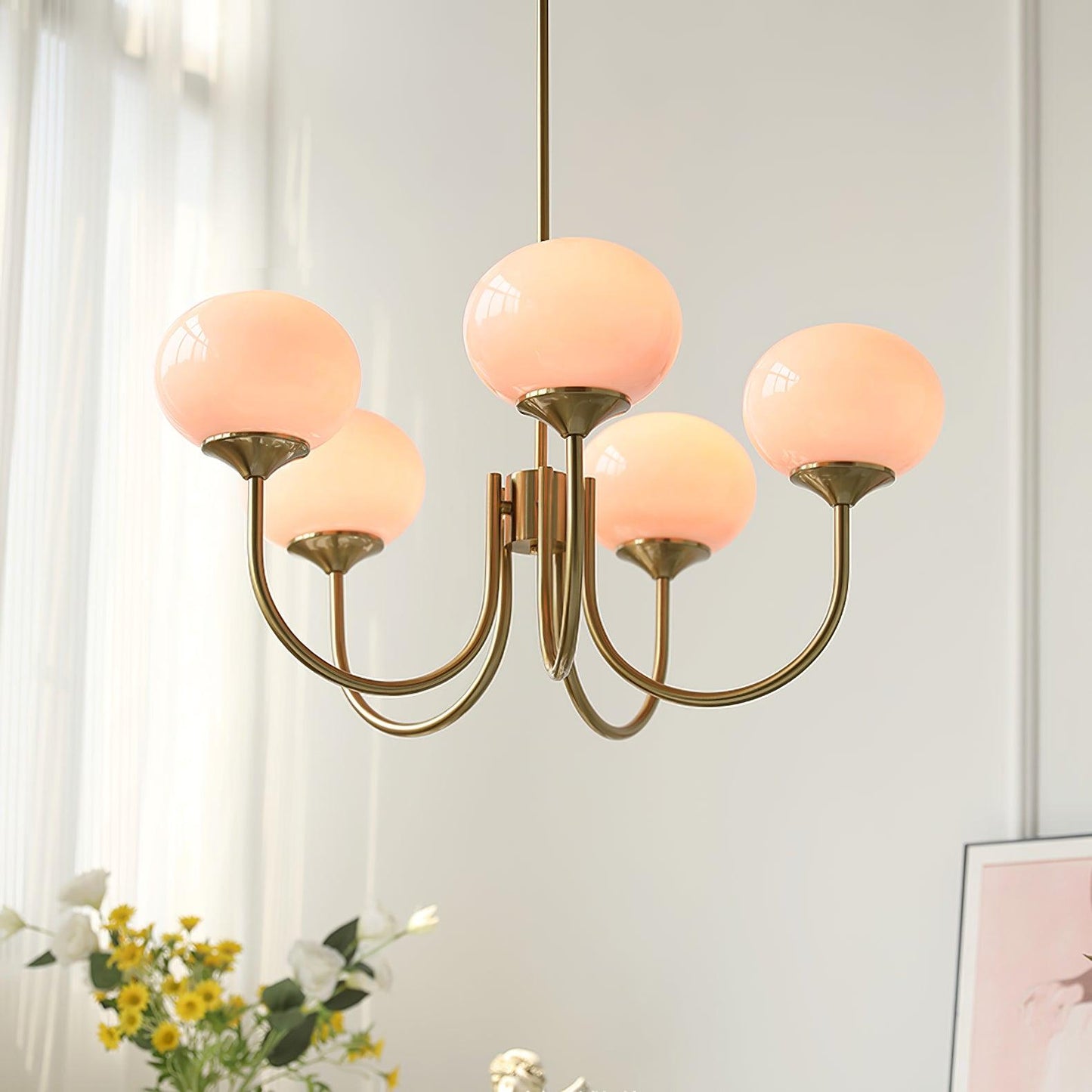 Lustre Élégant en Laiton Suspendu