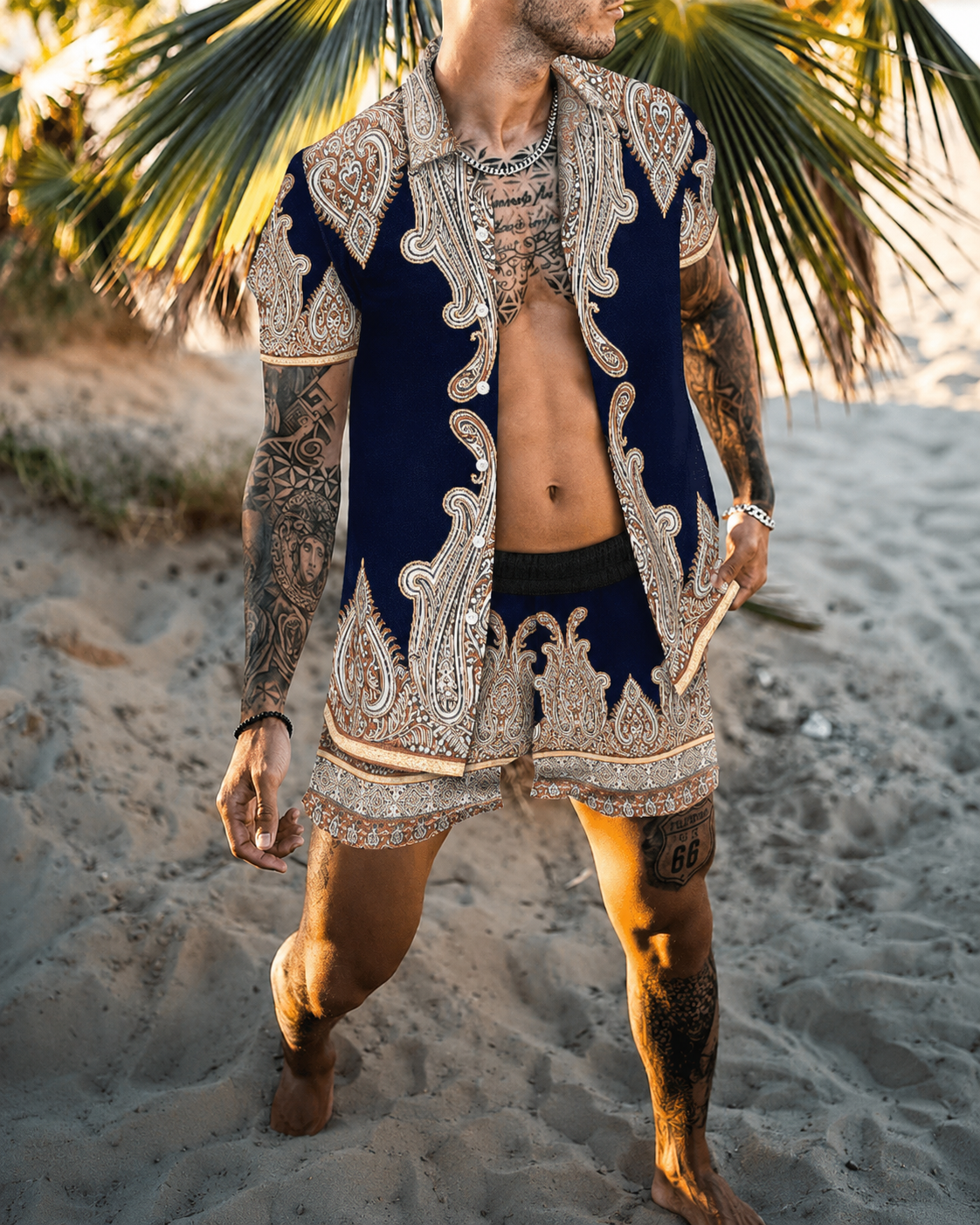 Ensemble Homme Coton Manches Courtes et Short Confortable