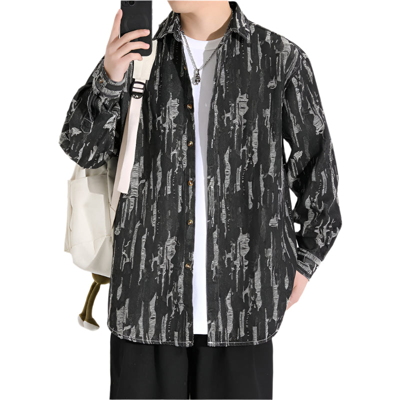 Chemise Homme Manches Longues Peinture Originale - BlxckFR