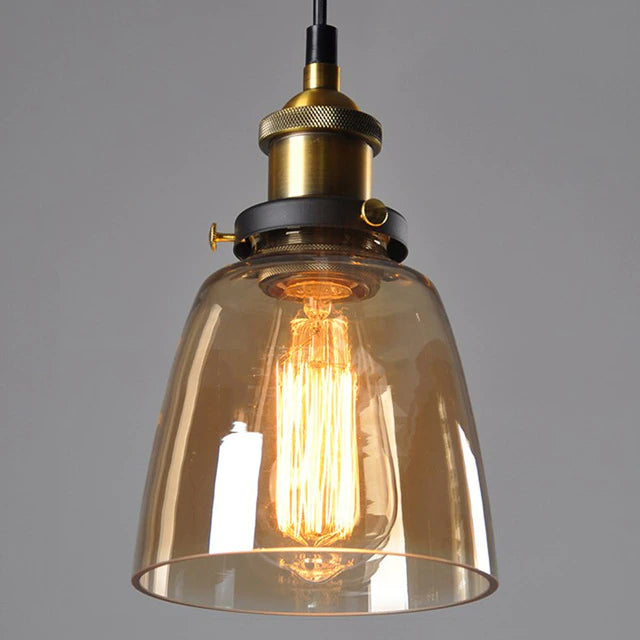 Lampe Suspendue Rétro en Verre et Métal, Style Industriel Chic