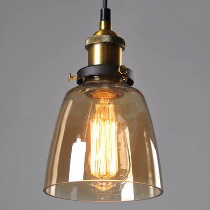 Lampe Suspendue Rétro en Verre et Métal, Style Industriel Chic