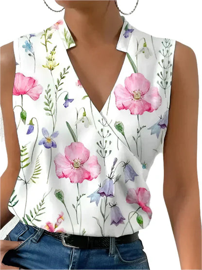 Blouse Femme Élégante Sans Manches Col en V - BlxckFR