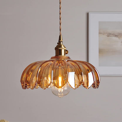 Lampe Suspendue Élégante en Verre et Cuivre