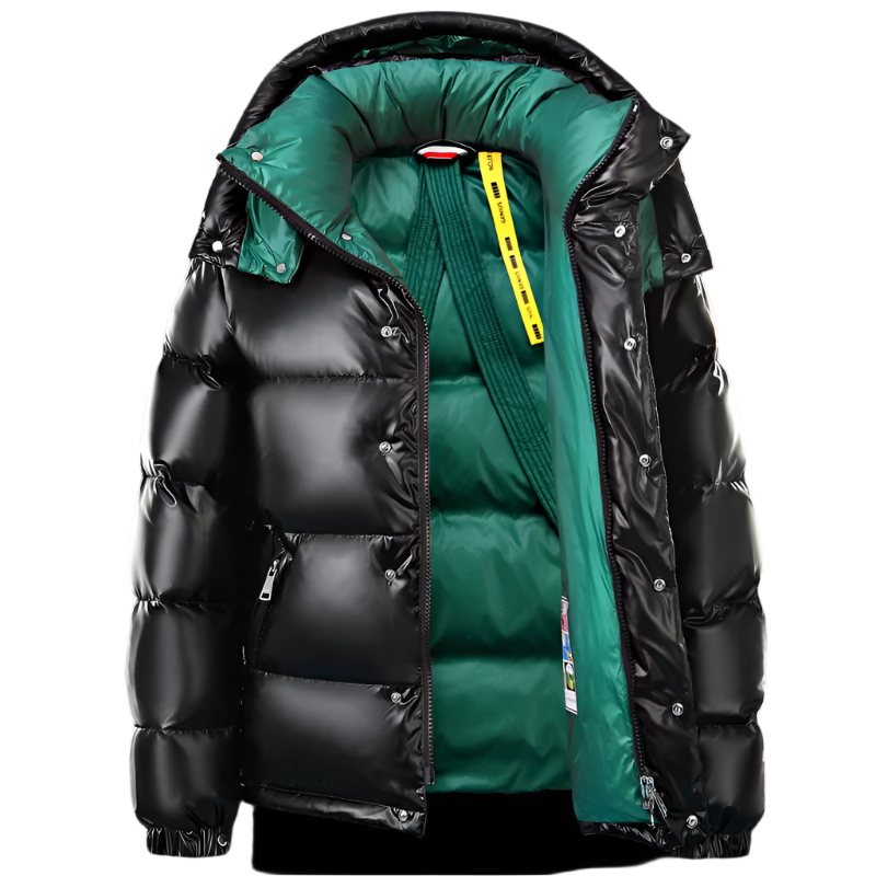 Veste à capuche shiny avec fermeture éclair zippée → Veste à capuche Flashée Zippée