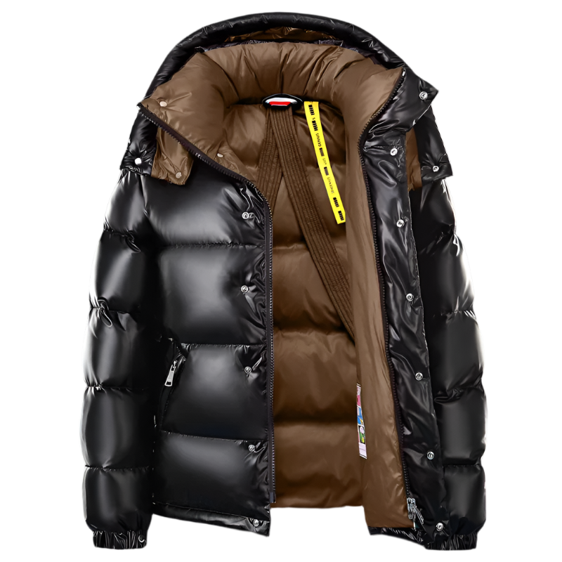 Veste à capuche shiny avec fermeture éclair zippée → Veste à capuche Flashée Zippée