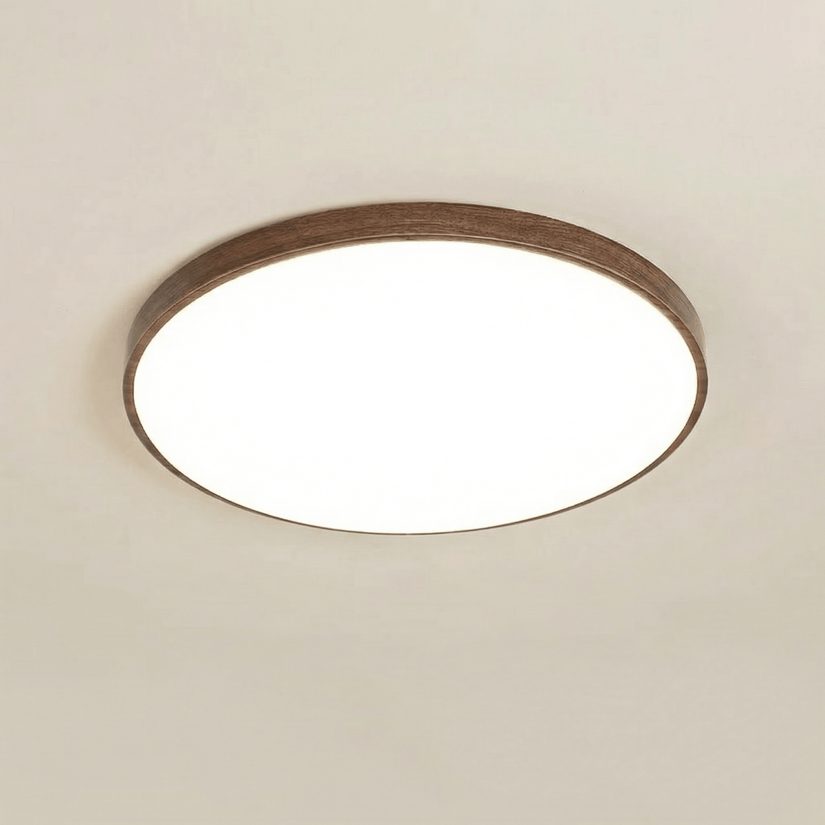 Plafonnier LED Rond cm Bois Style Moderne - Foivo