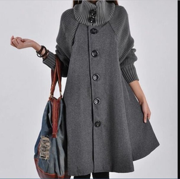 Manteau Femme Col Montant Élégant