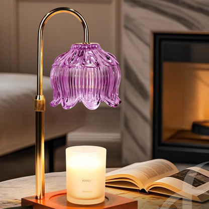 Lampe Chauffe-Bougie Décorative en Verre Floral pour la Maison