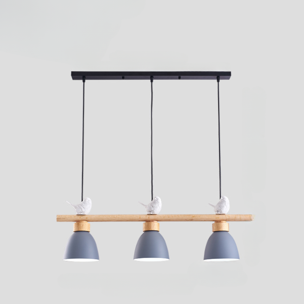 Lampe Suspendue Bois Massif et Métal Noir