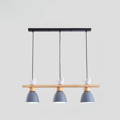 Lampe Suspendue Bois Massif et Métal Noir