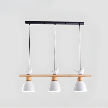 Lampe Suspendue Bois Massif et Métal Noir