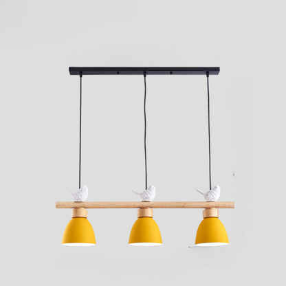 Lampe Suspendue Bois Massif et Métal Noir
