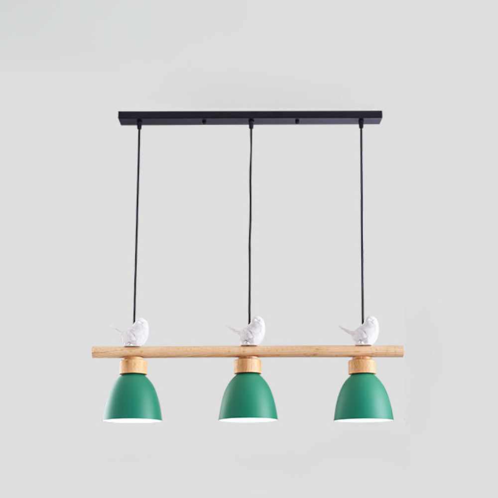 Lampe Suspendue Bois Massif et Métal Noir
