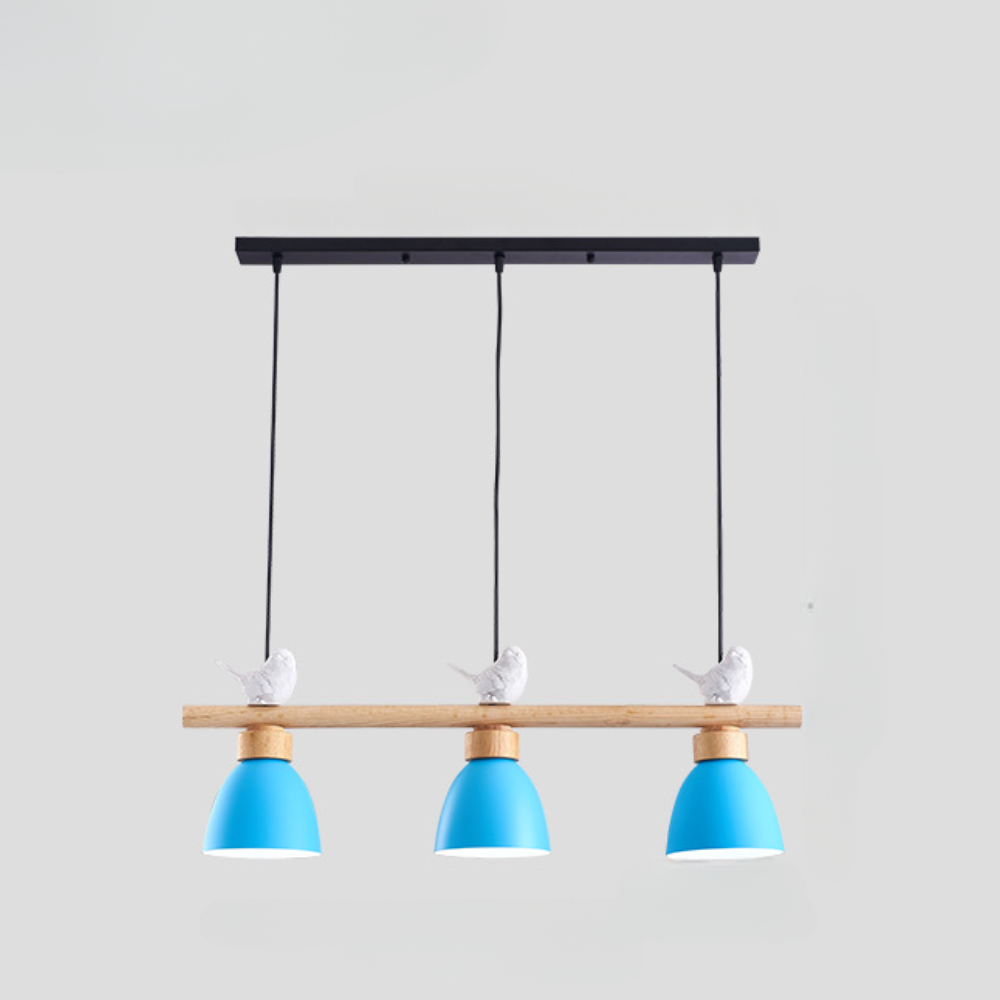 Lampe Suspendue Bois Massif et Métal Noir