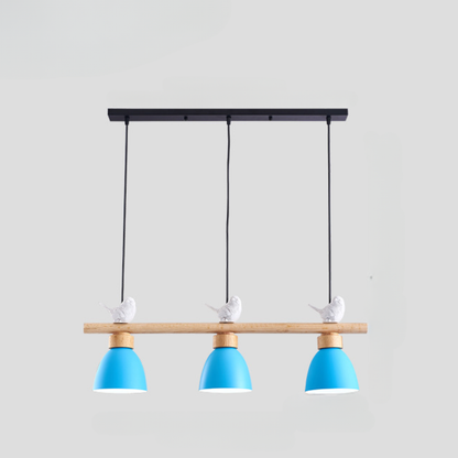 Lampe Suspendue Bois Massif et Métal Noir