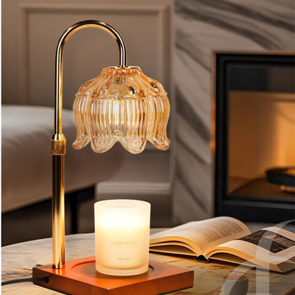 Lampe Chauffe-Bougie Décorative en Verre Floral pour la Maison