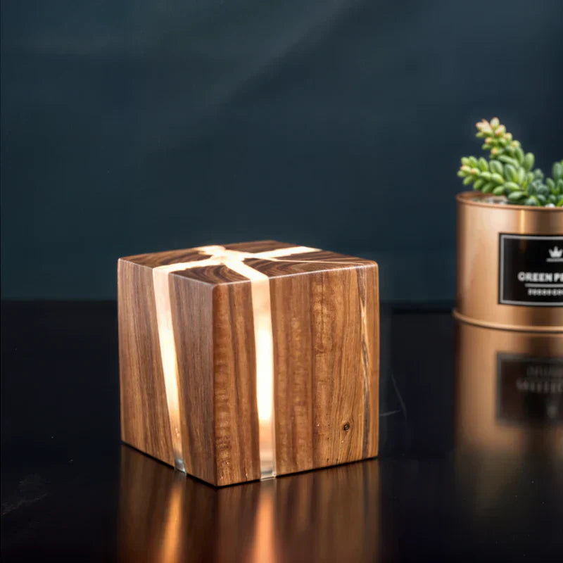 Lampe de Table en Bois Vieilli Rustique