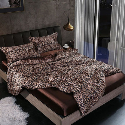 Ensemble de literie de luxe en soie satinée - Housse de couette et taies d'oreiller