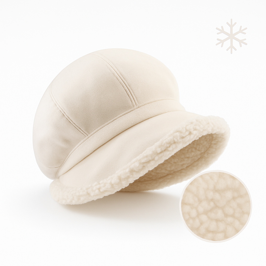 Chapeau Hiver Velours Doux avec Bordure Polaire