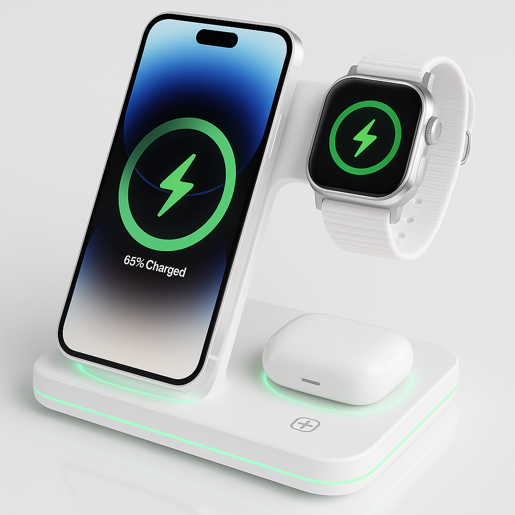 Station de Recharge Sans Fil pour Téléphone Montre Écouteurs