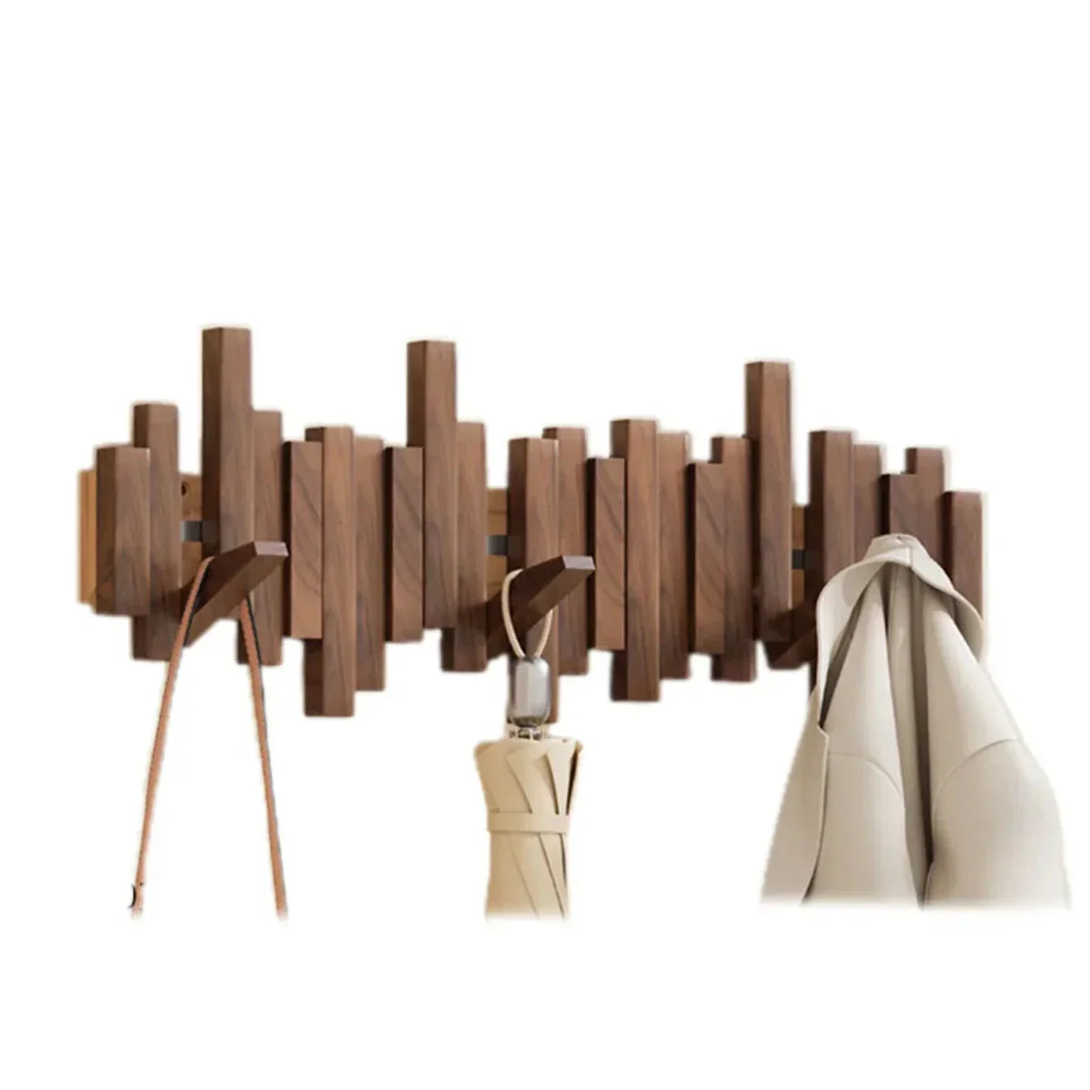 Porte-Vêtements Mural en Bois - Décoration Élégante & Rangement Pratique - Foivo