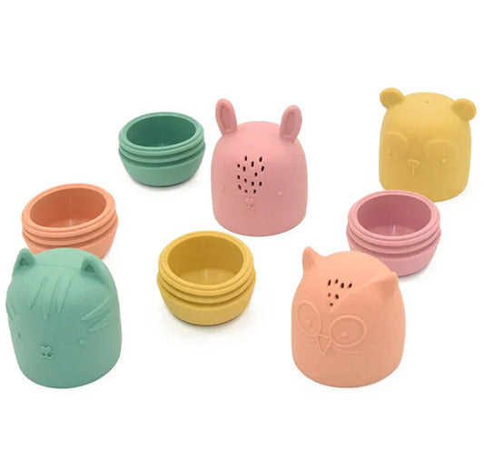 Jouet de bain pour enfants avec tasses colorées empilables - BlxckFR