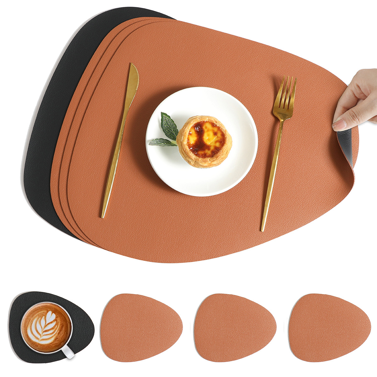 Sets de Sous-Plat en Simili Cuir Réversible pour Salle à Manger