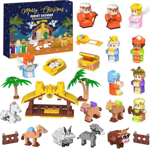 Calendrier de l'Avent 24 Portes Crèche en Résine Colorée - BlxckFR
