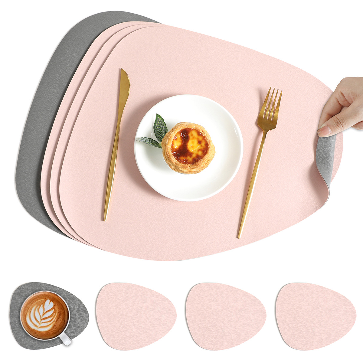 Sets de Sous-Plat en Simili Cuir Réversible pour Salle à Manger