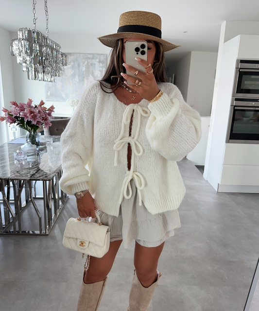 Veste Tricotée Blanche Élégante - BlxckFR